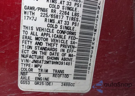 2017 Nissan Rogue S from USA, damaged, VIN JN8AT2MT9HW391481